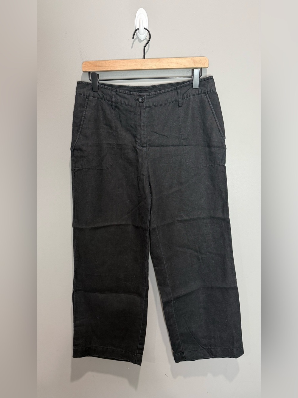 Boden Black Linen Cropped Pants Size 12R
